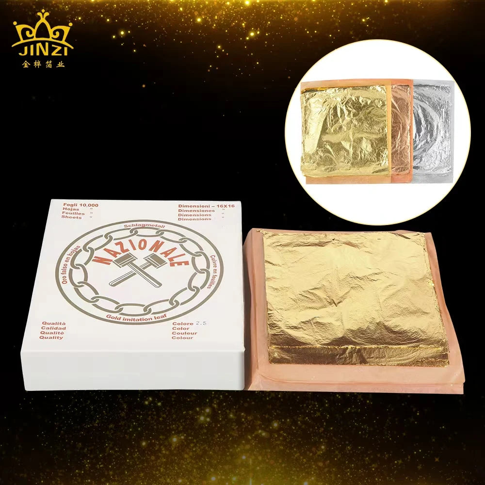 Wholesale Customized 16 *16 Cm 10000 Sheets/Box Gold Leaf Imitation Silver Leaf Sheets Foil for Art Furniture Craft Deco