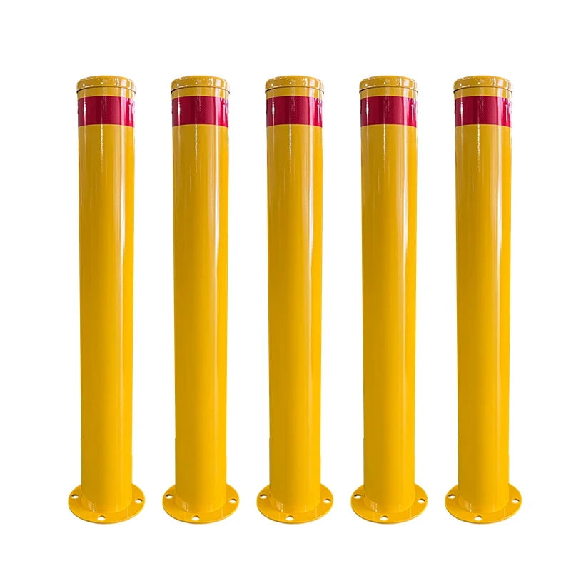 Carbon Steel Pole Satin/Mirror Finish Surface Mounted Bolt Down Fixed Static Parking Safety Yellow Bollard