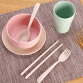 Unbreakable Microwave & Dishwasher Safe Tableware Set Reusable Wheat Straw Dinner Plates & Bowls Disposable Feature