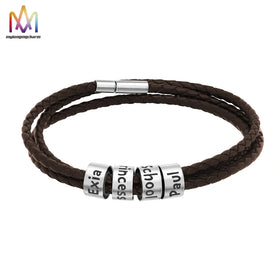 Wholesale Custom Beaded Letter Bracelet Fashion Charm Wax String Rope Bracelet with Custom Lettering