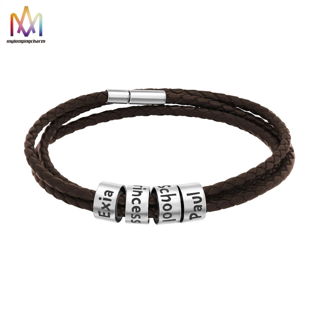 Wholesale Custom Beaded Letter Bracelet Fashion Charm Wax String Rope Bracelet with Custom Lettering
