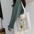 Custom Logo Eco-Friendly Reusable Canvas Cotton Shopping Tote Bag Medium Size Letter Recyclable Bag for Food Promotion Gift