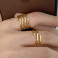 MICCI Wholesale Custom Multi Layer Ring 18K Gold Plated Stainless Steel Jewelry Multi-layer 4 Double Layered Rings for Women