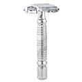 LIYI Men's Classic Traditional Shaver Twin Blade Stainless Steel Platinum Safety Razor with Metal Handle for Face & Body