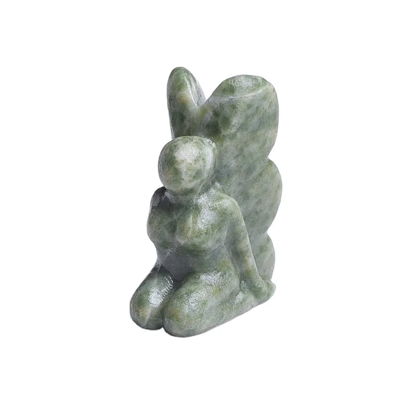 HZ Wholesale Various Natural Hand Carved Fairy Qinghai Jade Carving Butterfly Fairy Healing Crystal Crafts Fairy