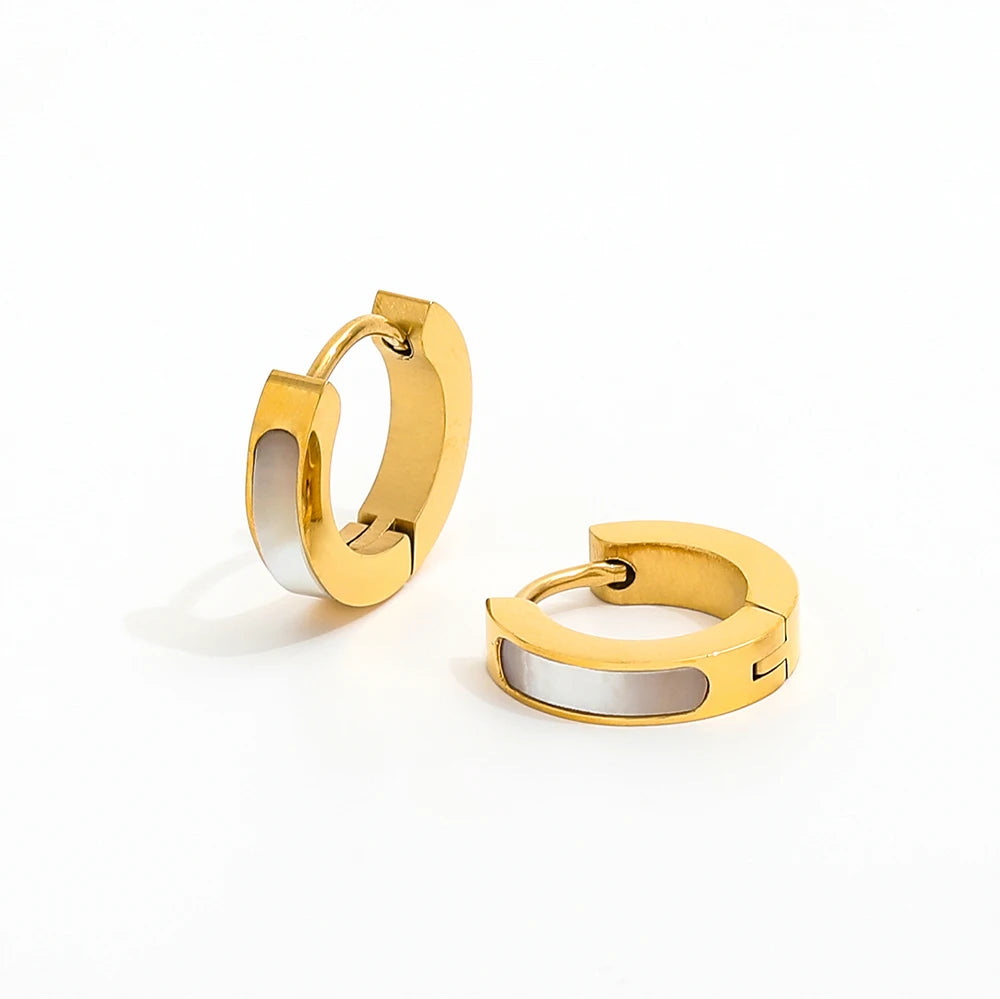 New Trendy Earring 18K Gold Plated Shell Huggie Earrings Stainless Steel Earrings Wholesale