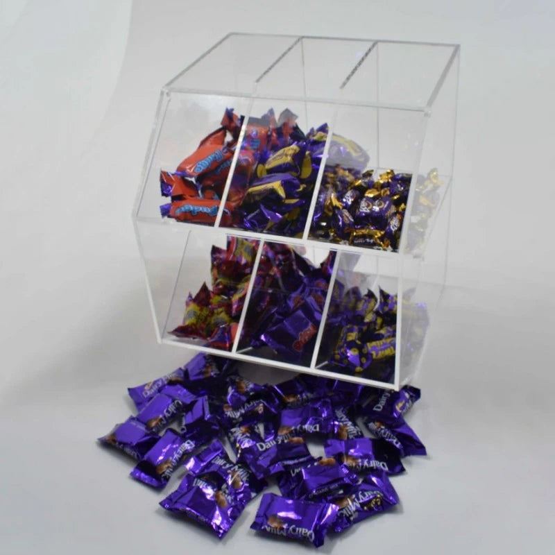 Acrylic 6 Section Tiered Bulk Sweet Bins Candy Dispensers for Wholesale