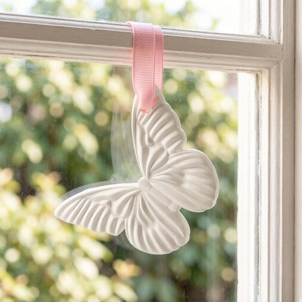Butterfly Shape Home Car Wardrobe Hanging Air Freshener White Ceramic Scented Aroma Plaster Porcelain Essential Oil Diffuser