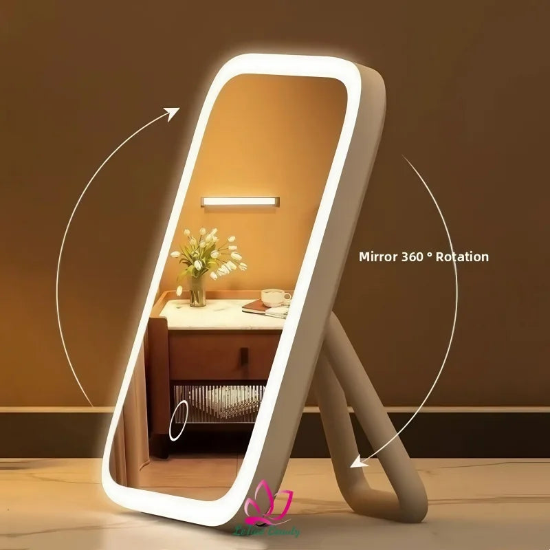 New Lighted Vanity Mirror Dimmable Touch Screen Portable Travel Mirror with LED Light Fashionable Makeup Mirror