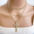 2026 Trend New Desgin Jewelry Wholesale Custom Big Cross Necklace Fashion Multi Layer 18k Gold Plated Pendant Necklace for Women