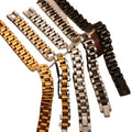 Factory Bulk Supply Luxury Hip Hop Exaggerate Stainless Steel 18K Gold Plated Watch Band Charm Jeweller Bracelet for Women Men