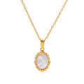 Fashion Jewelry Necklace Mother Day Necklace Gold Plated Oval Shell Pendant Necklaces