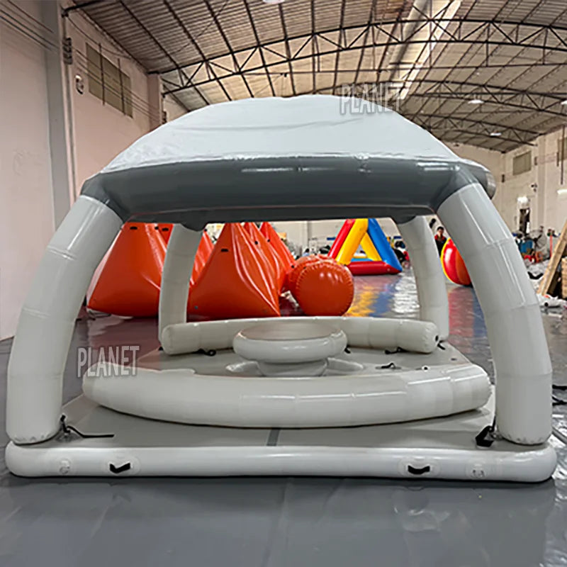 Popular Hot Selling Double Wall Fabric Inflatable Platform Tent Inflatable Floating Leisure Platform With Tent