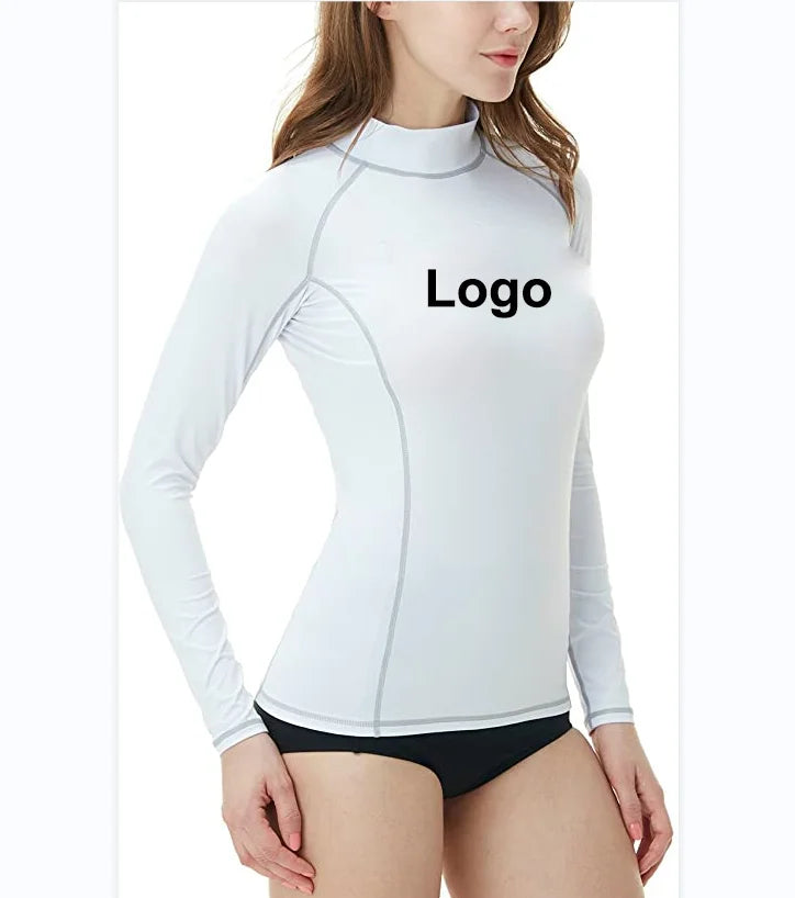 Hot Sale Custom Made Women's UPF 50+ Long Sleeve Rash Guard Breathable Surf Swim Shirts for Beach Water Sports UV/Sun Protection