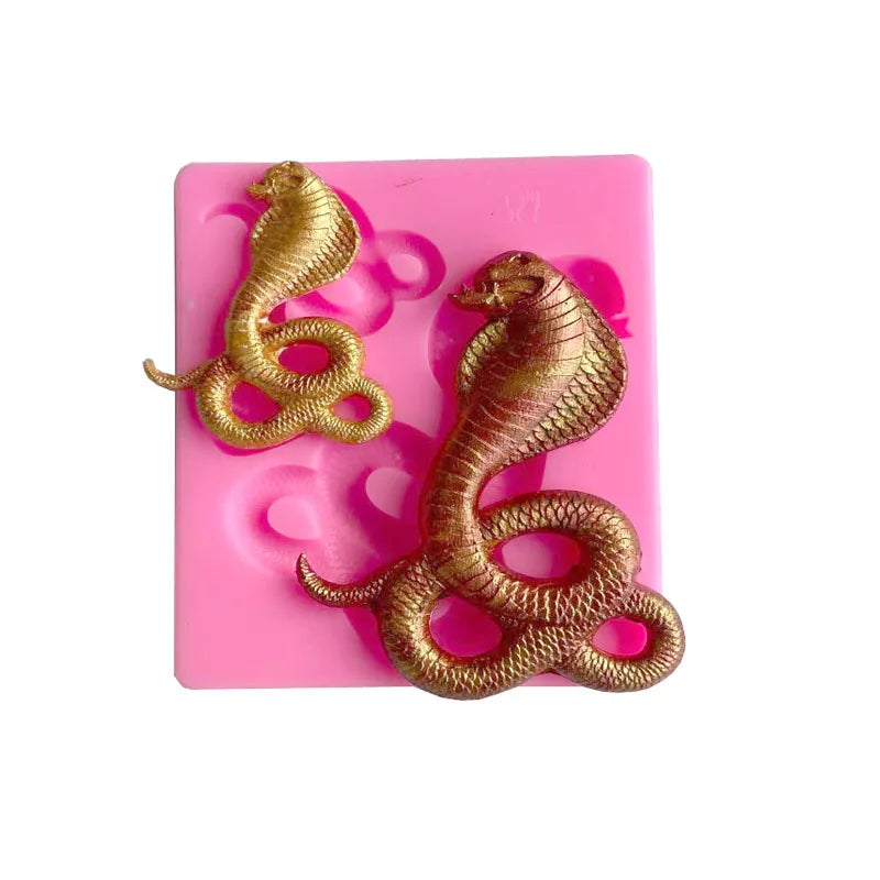 2 Hole Creative Silicone Cobra Snake Mold for Chocolate Fondant Cookie Decor Epoxy Resin Making Tools