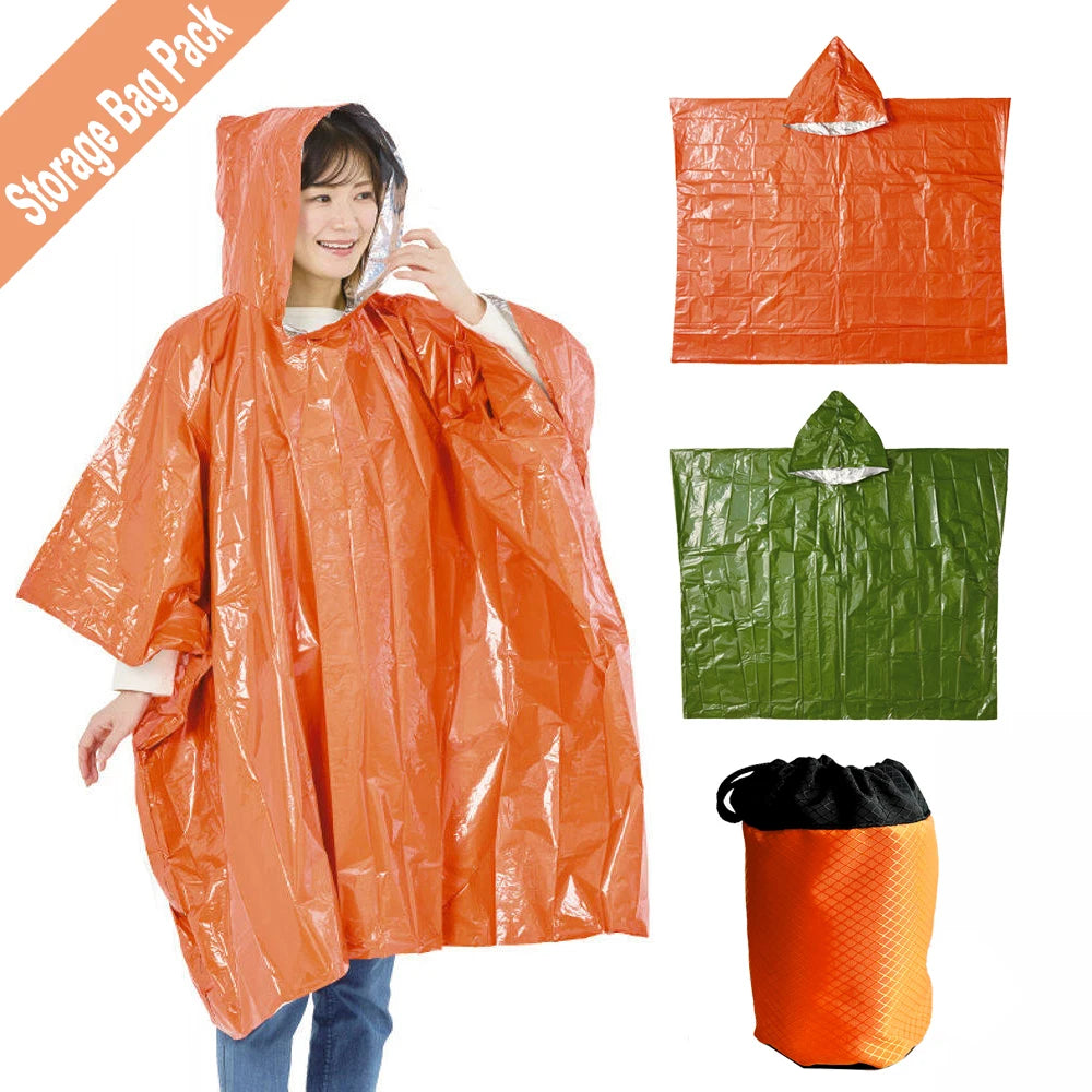 Outdoor Camping Kit Accessory PE Material Waterproof Poncho Multisport Raincoat Emergencies Rain Gear Hiking Carrying Bag