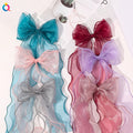 Soft Long Hair Ribbon Bow with Clip Kid Hair Braid Plait Decoration