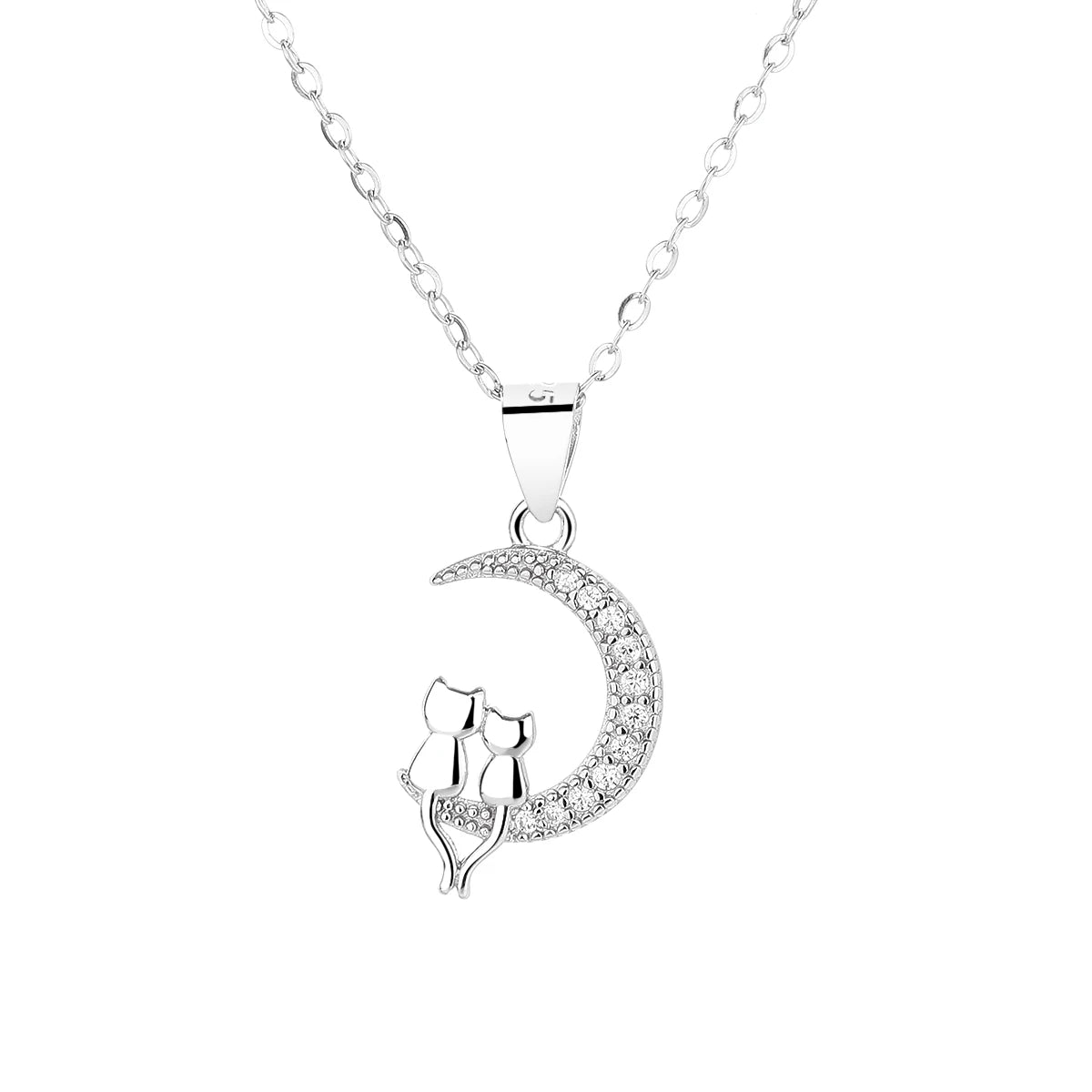 925 Sterling Silver Moon Cat Wish Necklace Female Light Luxury Niche Design Collarbone Chain to Send Girlfriend