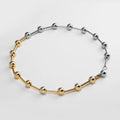 18K Gold Plated Stainless Steel Jewelry Gold Silver Color Block Steel Beads Ball Necklace Waterproof for Woman Necklace P253558