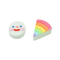 New Design Rainbow Cake and Kawaii Face Resin Cabochon for Phone Case DIY Craft Food Toys Key Chain Pendant