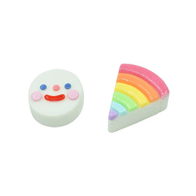 New Design Rainbow Cake and Kawaii Face Resin Cabochon for Phone Case DIY Craft Food Toys Key Chain Pendant