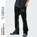 Men Custom Casual Flared Jogger Spray Paint Track Pants Patchwork Elastic Waistband Splash Stacked Flare Sweatpants for Men