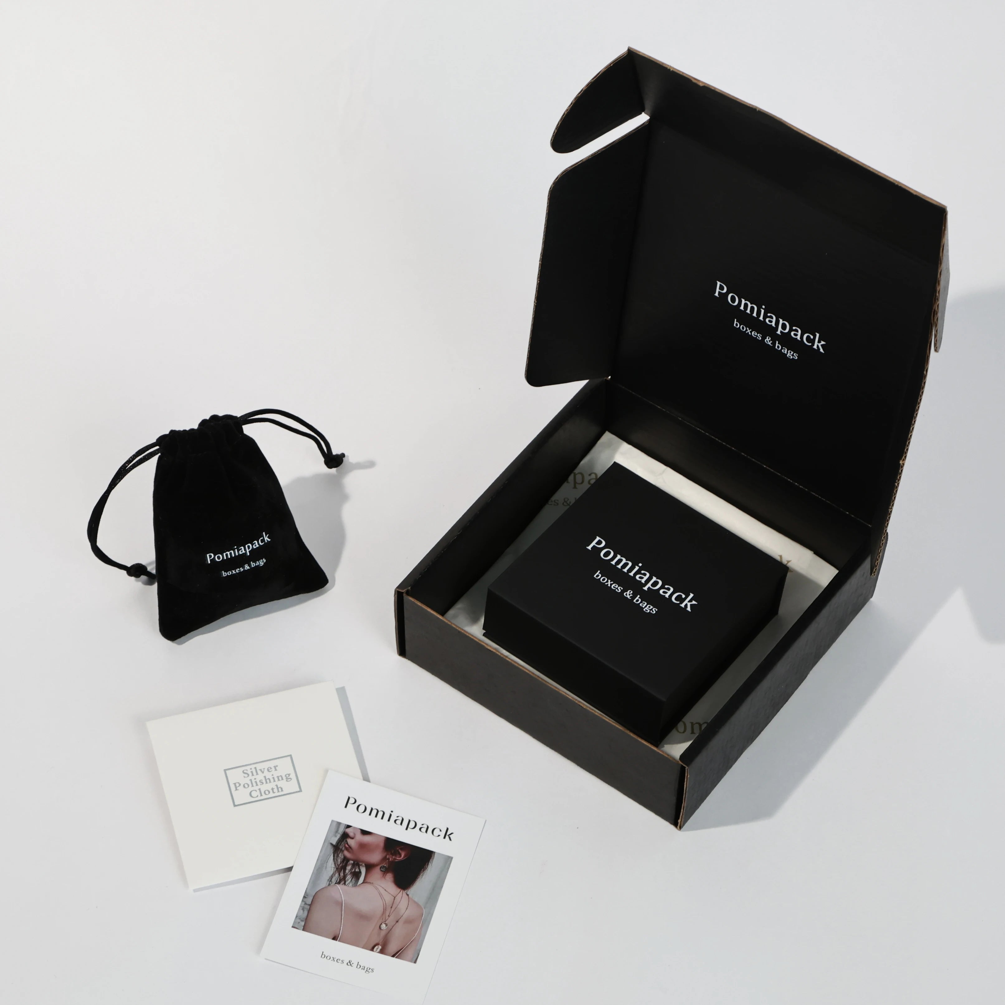 New Design Custom logo Corrugated Mailer Jewelry Jewellery Box Black Color  Shipping Jewlery Jewlery Box Packaging