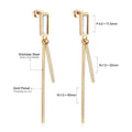 Stainless Steel Jewelry 18K PVD Gold Plated Popular Elegant Rectangle Zircon Long Chain Earrings Women Charming Drop Earrings