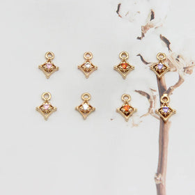 Delicate 6Mm Gold Plated Hollow Diamond Pendant Cute Purple White Orange Pink Crystal Zircon Pendant for Diy Jewelry Accessories