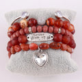 Alloy Arrow Nail Druzy Leaf Bangle Stretch Crystal Glass Beads Bracelet Pyramid Natural Stone Elephant Heart Stack Bracelet Set