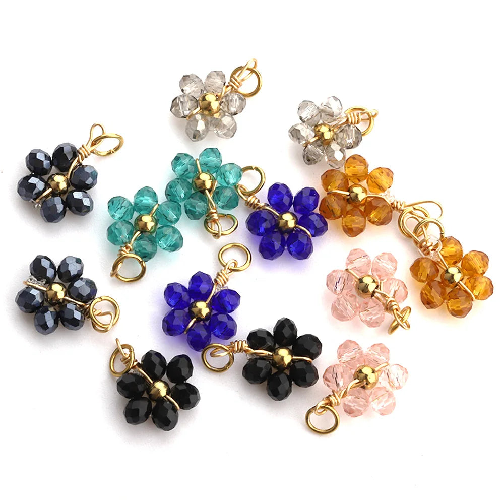 Fashion No Tarnish Daisy Crystal Flower Charms Pendant for Handmade Originality Earring Imitation Pearl Accessories