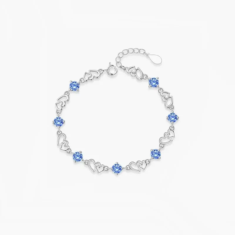 Custom Fine Jewelry 925 Sterling Silver Bracelet Heart-To-Heart Style Light Luxury Niche Women