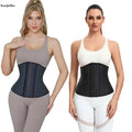 Leather Rubber Latex Corset Woman's 3 Hook & Eye Adjustable Black Hourglass Girdles 25 Steel Bone Waist Trainer Without Strap