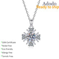 Fine Jewelry 925 Sterling Silver Sunflower Pendant Necklaces with Round Cut 1CT VVS1 GRA Moissanite Jewellery for Women
