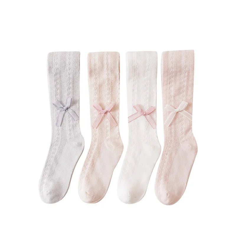 Wholesale Fashion Tights Kids Baby Pantyhose Cotton Thin Spring Summer Girls Bow Stocking