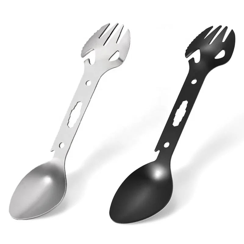 EDC Outdoor Mini Portable Spoon Fork Lightweight Useful Stainless Steel  Camping Backpacking Cutlery Spork Fork Spoon
