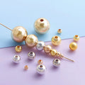 200Pcs Pack Copper Plated Color-Preserving Long Lasting Smooth Solid Loose Spacer Round Beads for DIY Bracelet Accessories