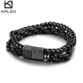 KALEN Multiple Sizes Retro Fashion Jewelry Bracelets Stainless Steel Double Layer Link Bracelet Men