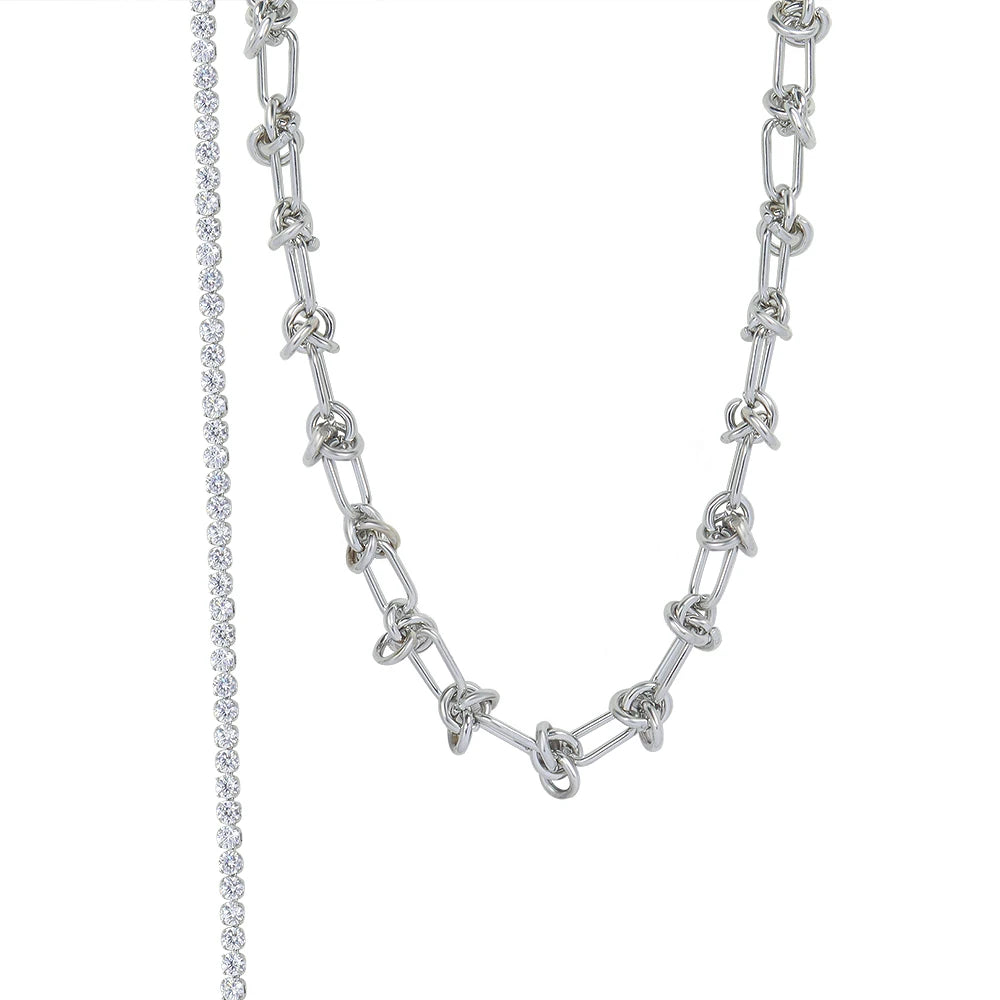 Metallic Chain Tassel Zircon Titanium Steel Hip Hop Necklace Jewelry Plated with 18 Real Gold Clavicle Chain Choker Ornaments