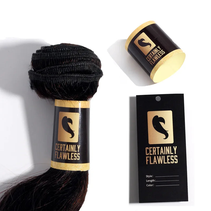 Custom Logo Bundle Packaging Wig Hair Extension Wrap Hair Care Product Packaging Adhesive Label Sticker for Hair Products