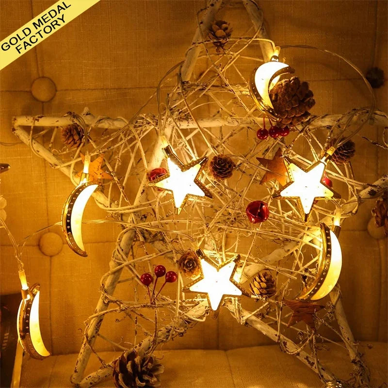 Ramadan Lights 2026 Muslim Eid Mubarak Ramazan Kareem Holiday Decorations Ramadan Kareem Hanging Moon Star Fairy String Lights