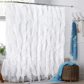 Elegant Farmhouse Double Waterproof Fabric Shower Curtains Chiffon White Ruffle Shower Curtain for Bathroom