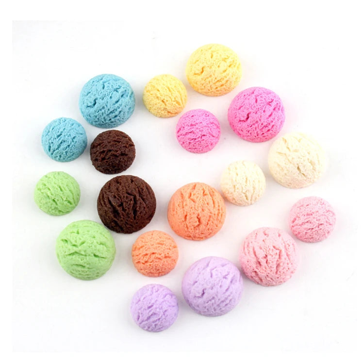 Newly Hot Sale 19mm 24mm Colored Half Round a Scoop Ice Cream Ball Resin Pieces Cabochons Diy Accessories