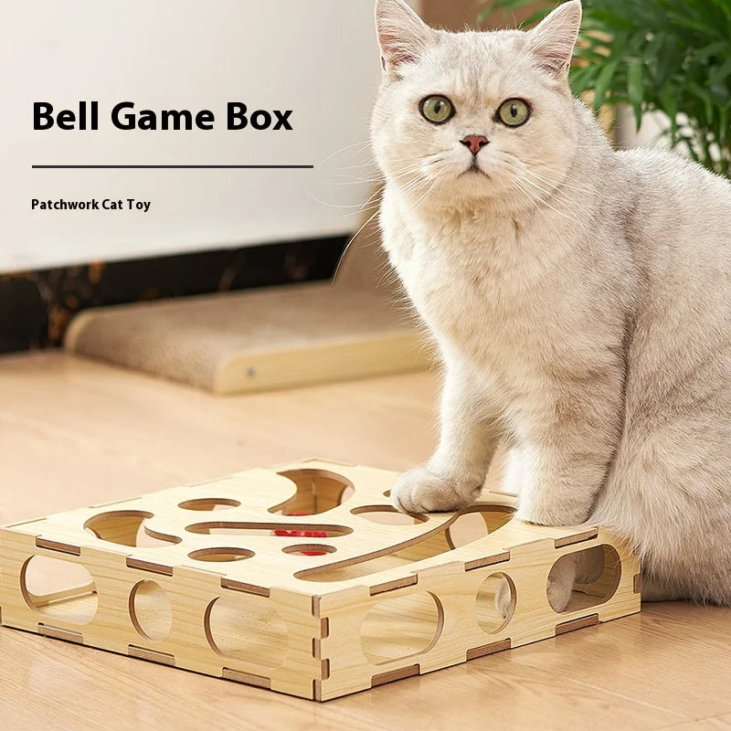 Fashionable Eco-friendly 5cm Wood Orbit Ball Scratch Board Durable Self-Hi Drain Educational Turntable Stick Cat Teaser Toy