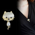Jewelry Women New Design Trend Playful Cute Cat Diamond Gold-Plated Girl Birthday Gift Magnet Brooch