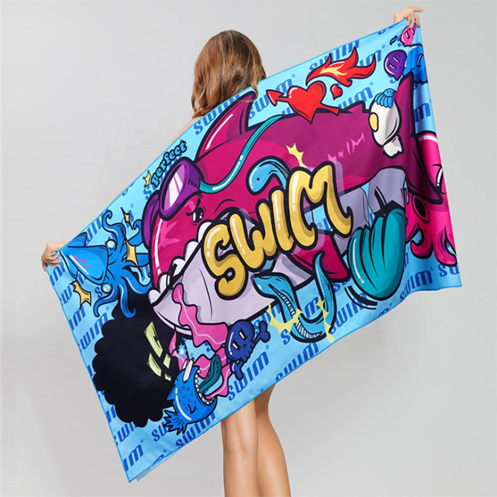 Wholesale Custom Digital Sublimated Logo Striped Sand-Free Quick Dry Swimming Pool Cabana Microfiber Beach Towel
