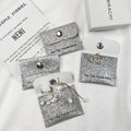 Custom Luxury Small PU Leather Silver Glittery Washable Jewelry Pouch Customizable Shape for Lipstick Makeup Earrings Storage