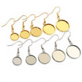 10pcs 8-30mm Inner Size Cabochons Blank Base Tray with Earring Hooks Stainless Steel DIY Jewelry Making Accessories Findings