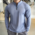 Custom Logo Quarter Zip Long Sleeve T Shirt Men's Fitness Gym Wear Muscle T-Shirts