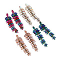 Exaggerated Women Leaf Shaped Shining Diamond Earrings Rhinestone Leaf Tassel Earrings for Christmas Gift